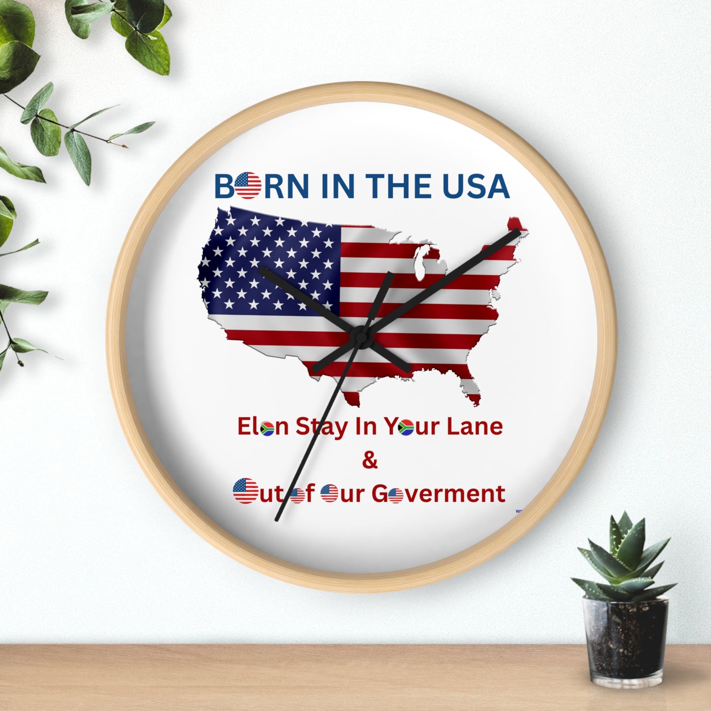Patriotic Wall Clock - "Born in the USA" with USA Map & Statement