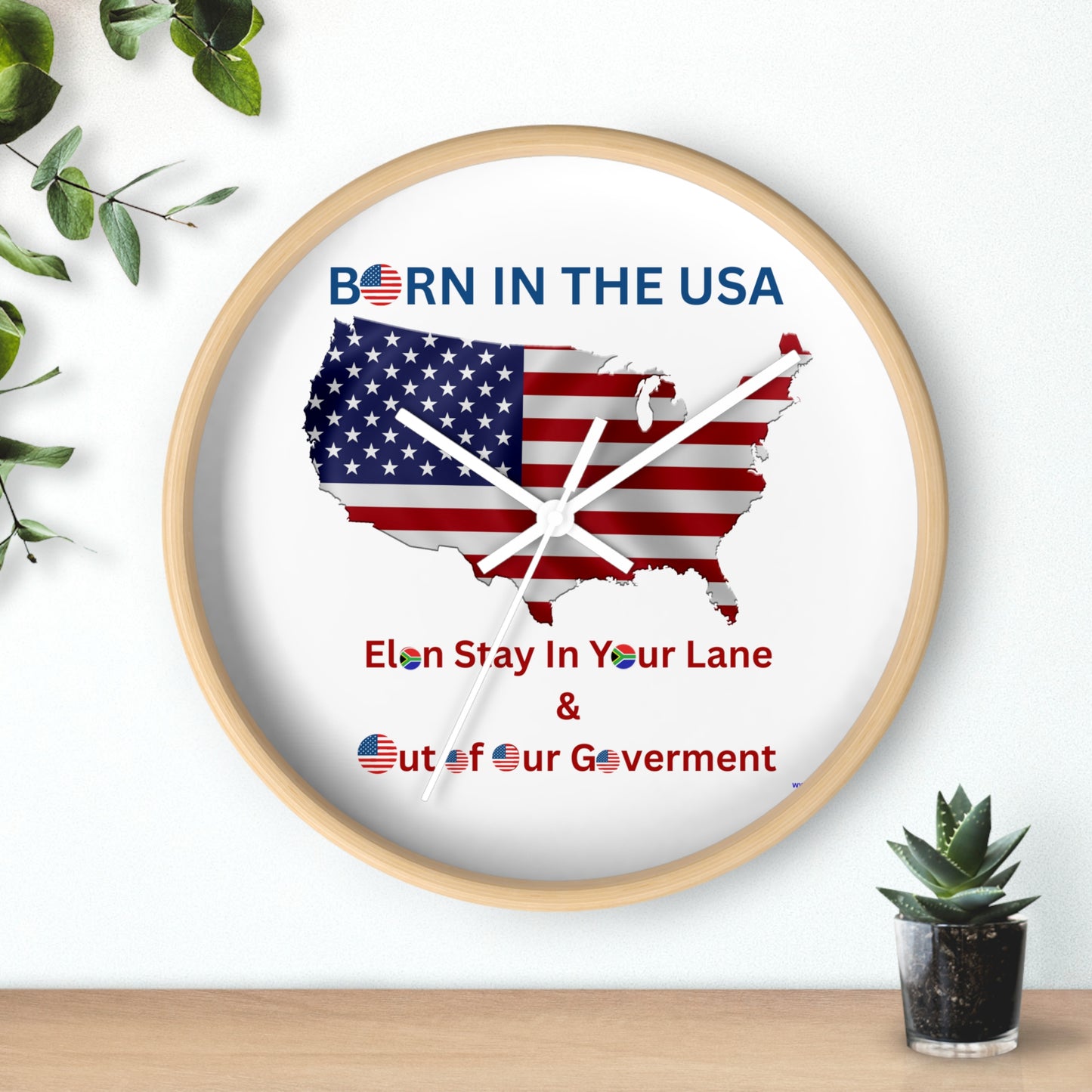 Patriotic Wall Clock - "Born in the USA" with USA Map & Statement