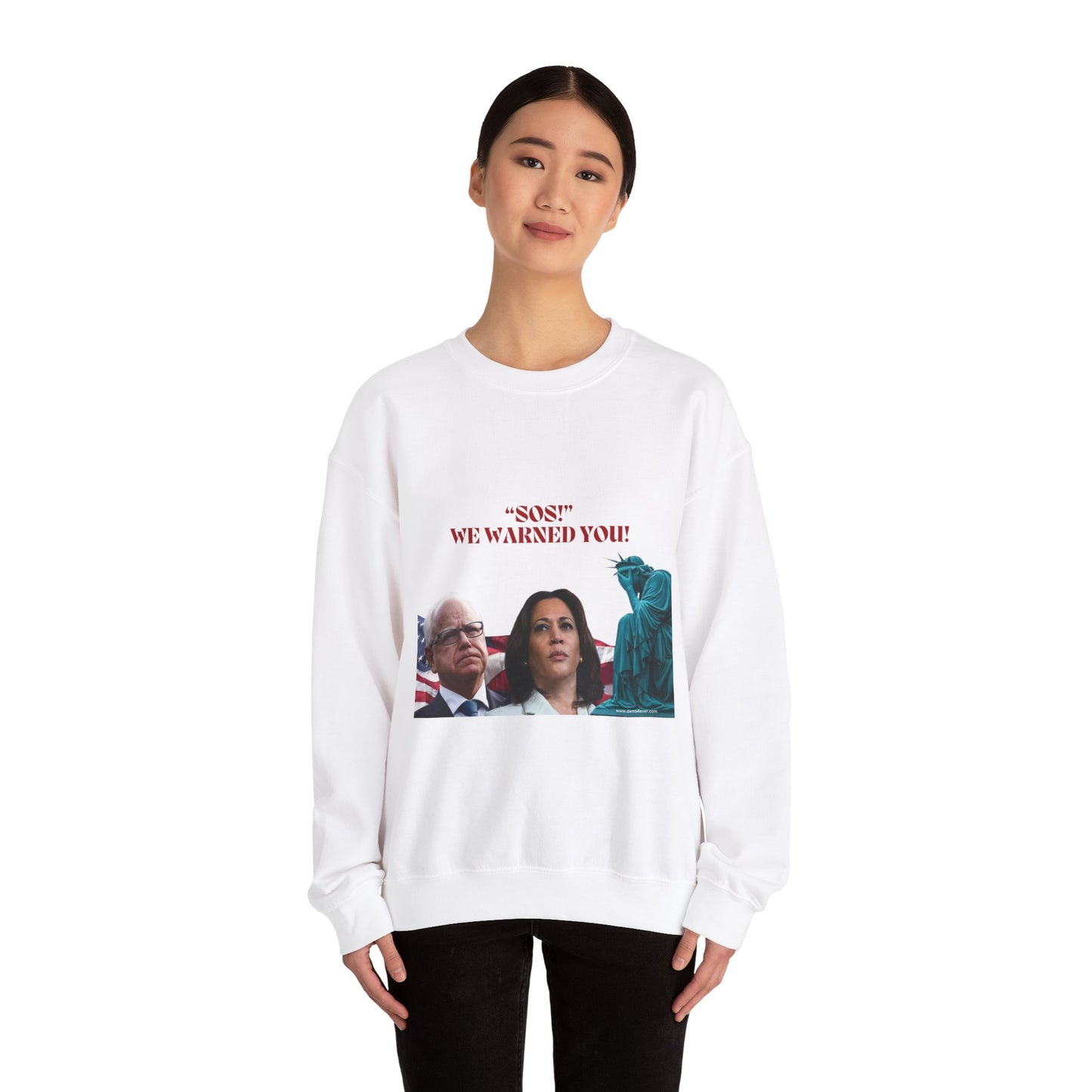 Political Statement Crewneck Sweatshirt – "SOS! We Warned You!" – Unisex Heavy Blend™
