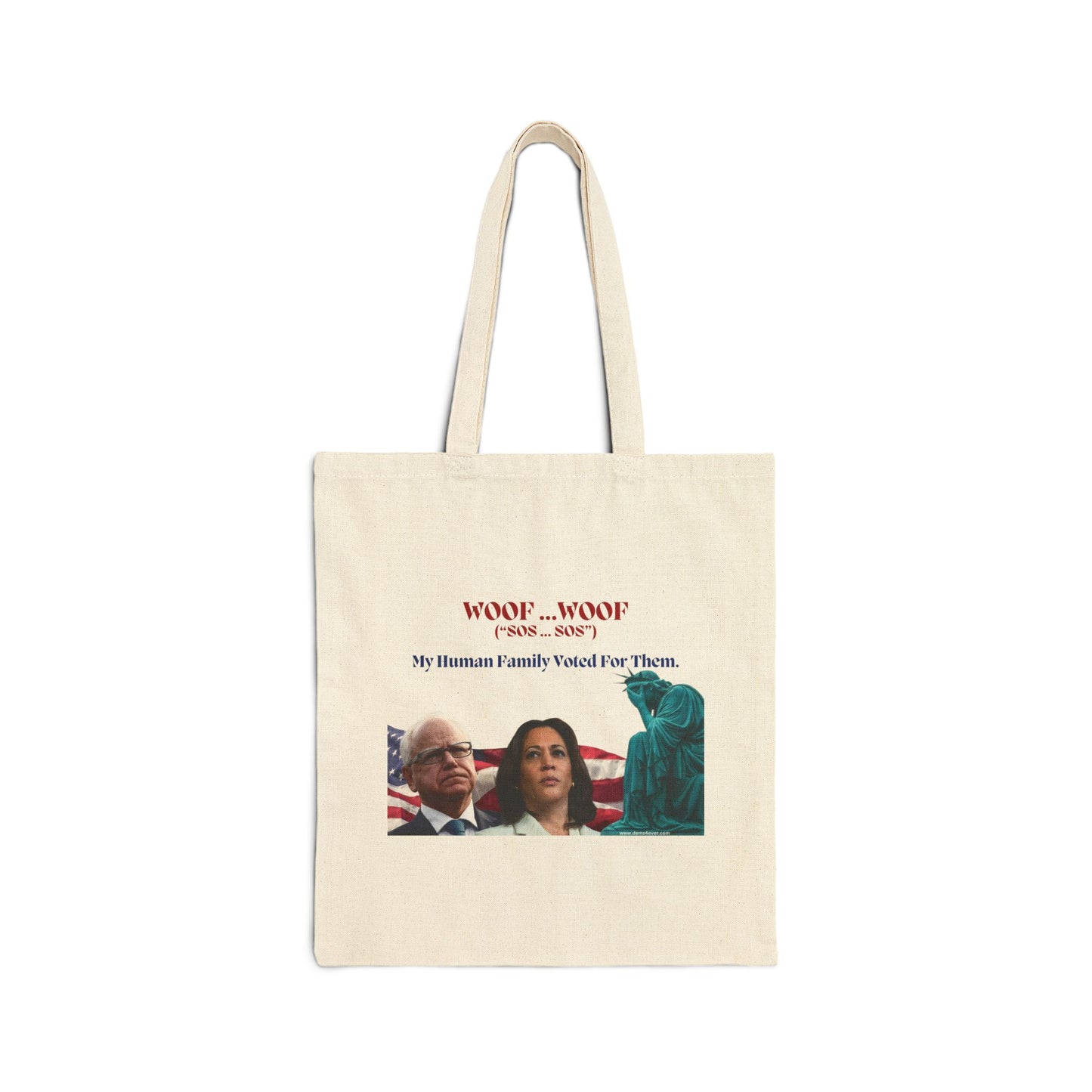 Humorous Cotton Canvas Tote Bag - "Woof...Woof" - Ideal for Pet Lovers and Political Enthusiasts