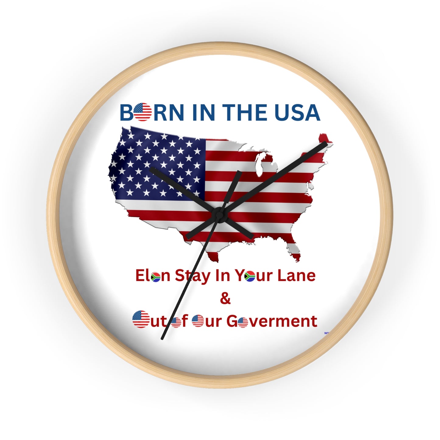 Patriotic Wall Clock - "Born in the USA" with USA Map & Statement