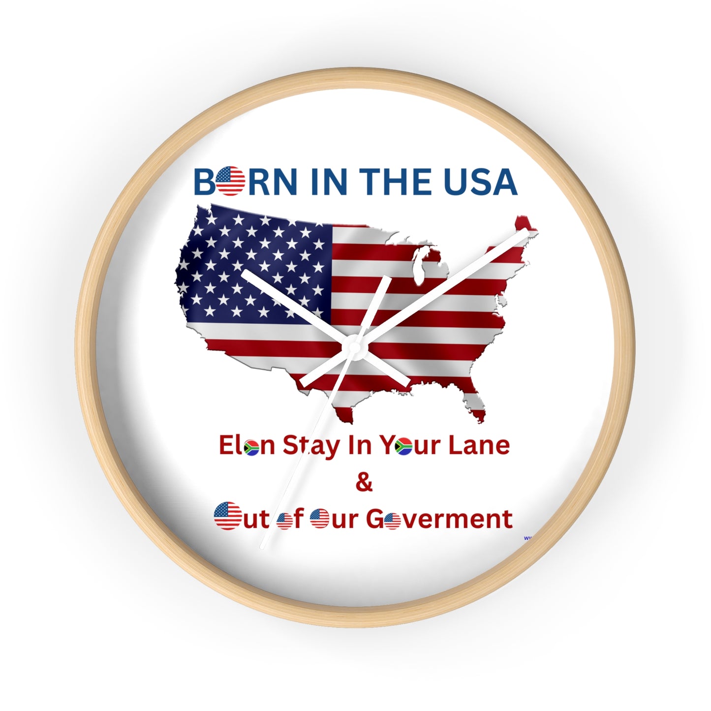 Patriotic Wall Clock - "Born in the USA" with USA Map & Statement