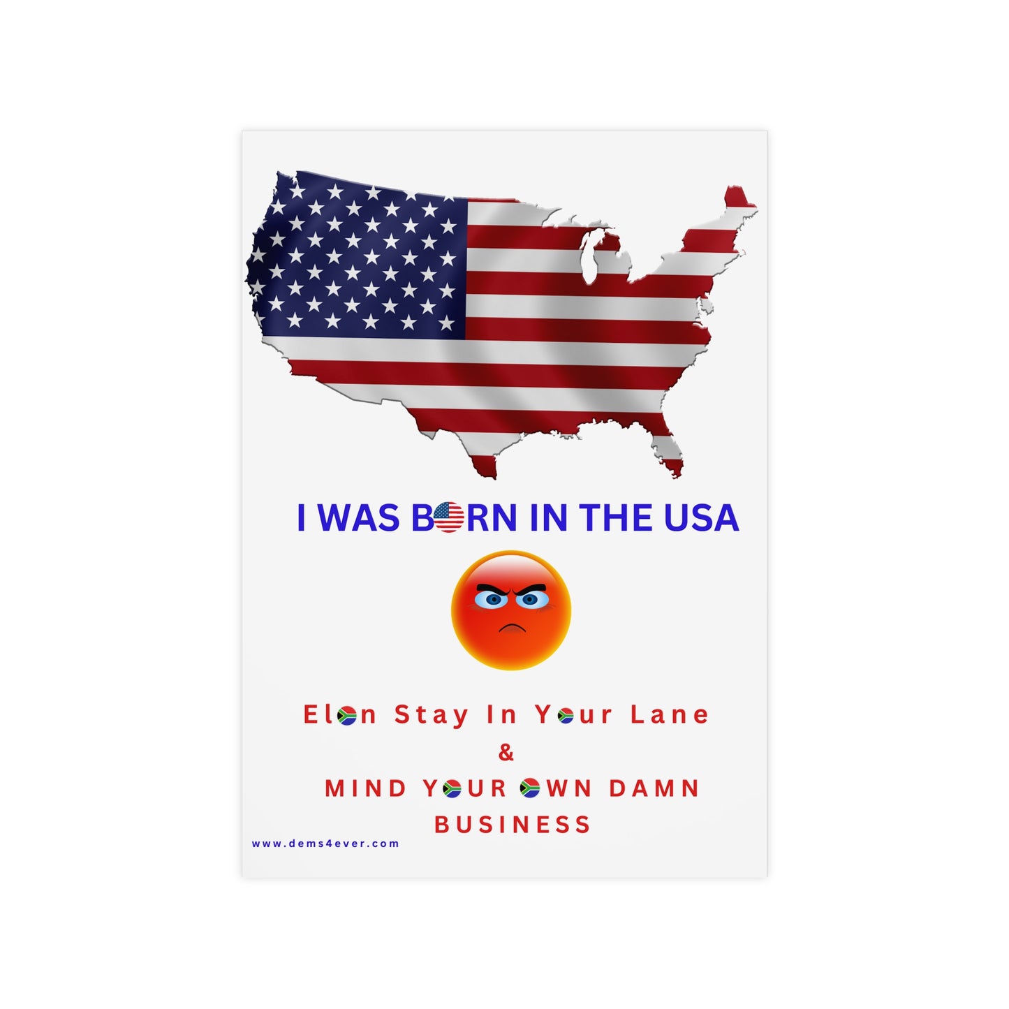 USA Themed Portrait and Landscape Poster - 'I Was Born In The USA'